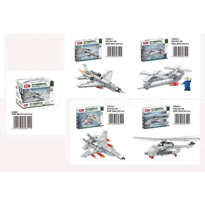 4-in-1 Military Aircraft Set – Bomber, Fighter, Attack & Transport Helicopters