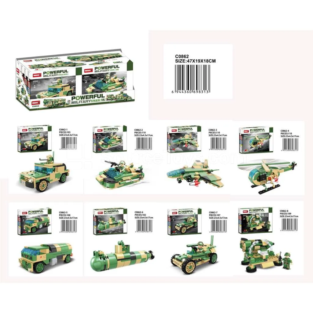 Military Series Building Blocks - Assorted Models (103-110 PCS) Military Series Building Blocks - Assorted Models (103-110 PCS)