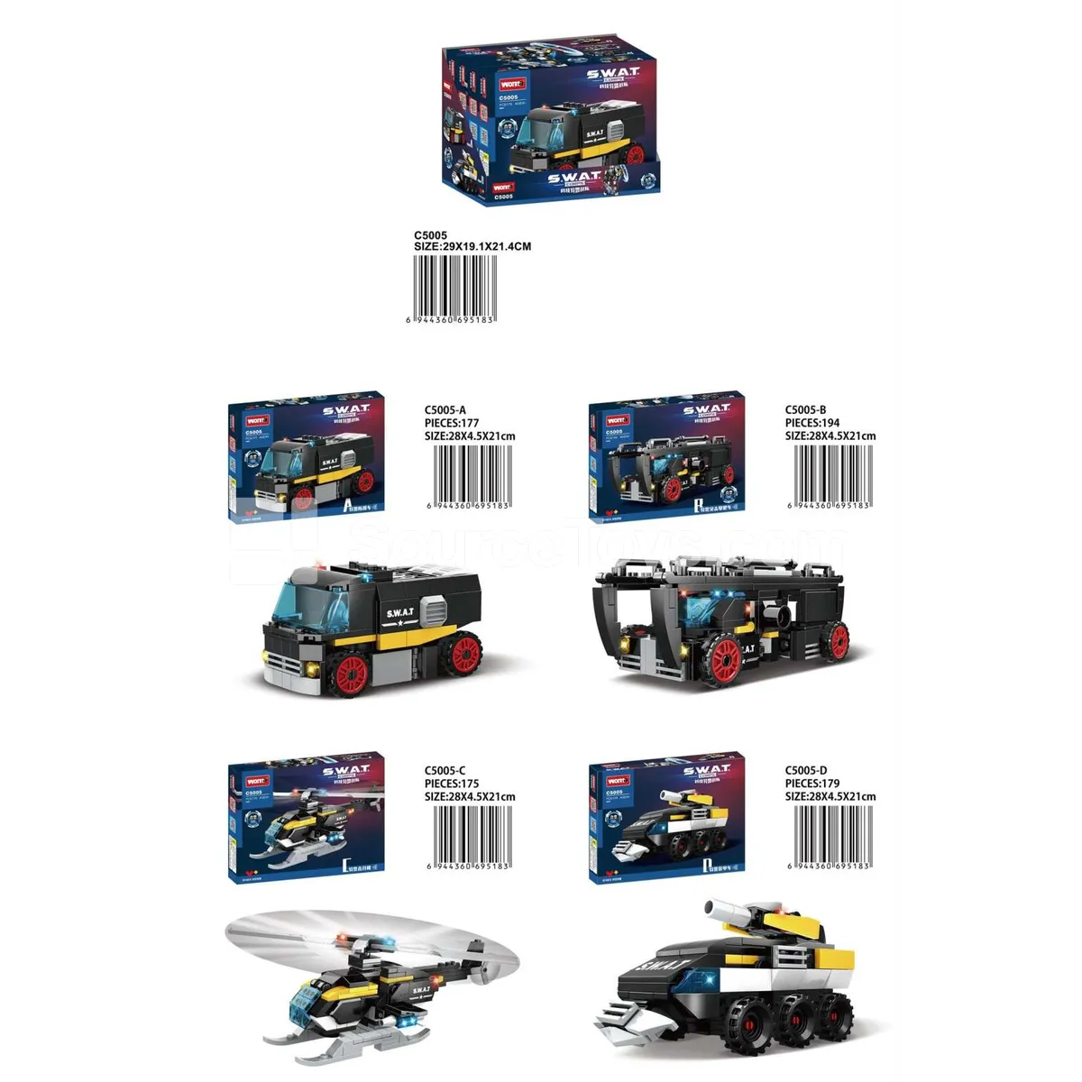 SWAT Team Building Blocks - 4 Styles (175-194 PCS)