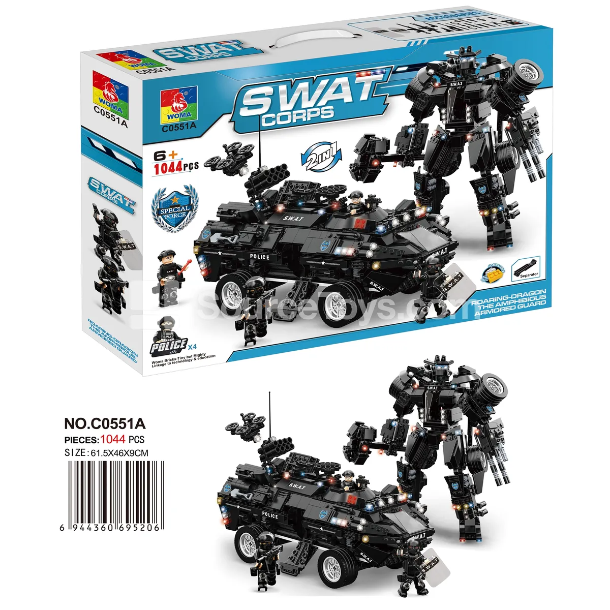 2-in-1 Transforming Amphibious Armored Vehicle (1044 PCS) 2-in-1 Transforming Amphibious Armored Vehicle (1044 PCS)