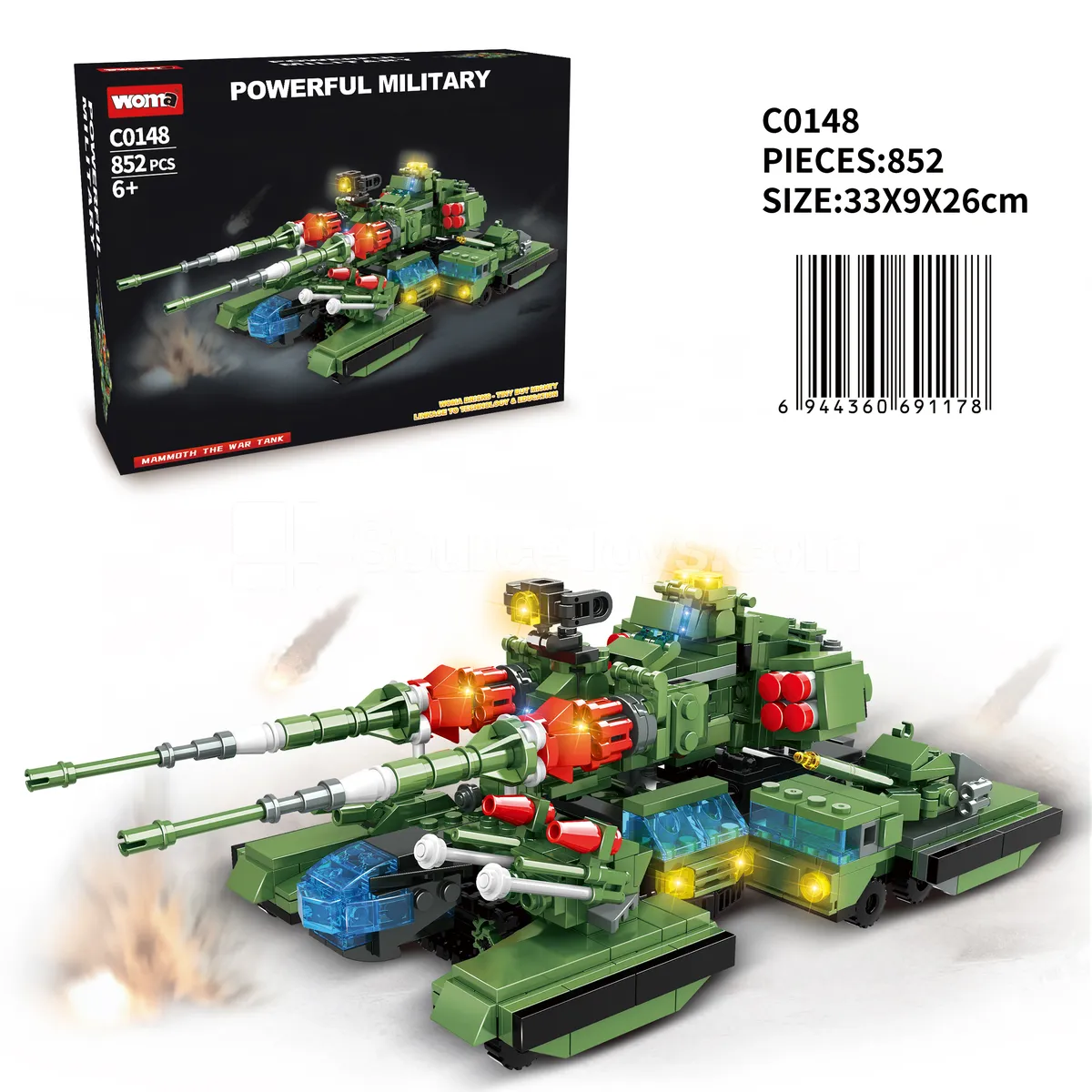 Military Power 8-in-1 Transforming Mammoth Armed Tank Building Blocks