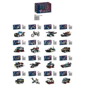 Police Team Super Run Car Set (50pcs) / Motorcycle Set (39pcs) / Helicopter Set (45pcs) / Patrol Boat Set (46pcs) / Obstacle Removal Vehicle Set (50pcs) / Patrol Car Set (43pcs) / Speedboat Set (44pcs) / Jeep Set (48pcs) / Anti-Riot Vehicle Set (52pcs) / Chinook Aircraft Set (49pcs) / Climbing Vehicle Set (51pcs) / Hovercraft Set (47pcs) / Command Vehicle Set (49pcs) / Osprey Aircraft Set (45pcs) / Armored Vehicle Set (52pcs) / Escort Vehicle Set (50pcs)
