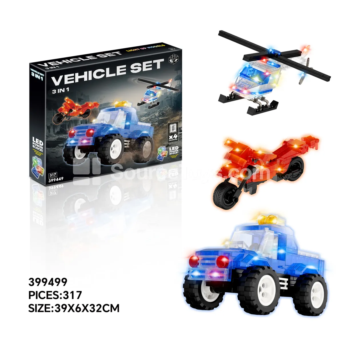 Police Car, Helicopter & Motorcycle Set Police Car, Helicopter & Motorcycle Set