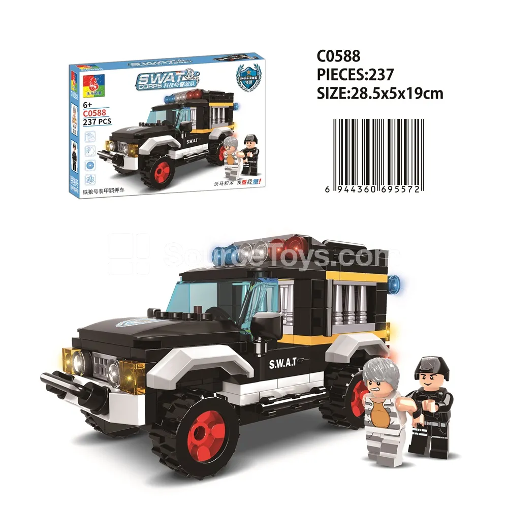 Iron Wolf Armored Prison Transport Vehicle, Police Action Figure Set