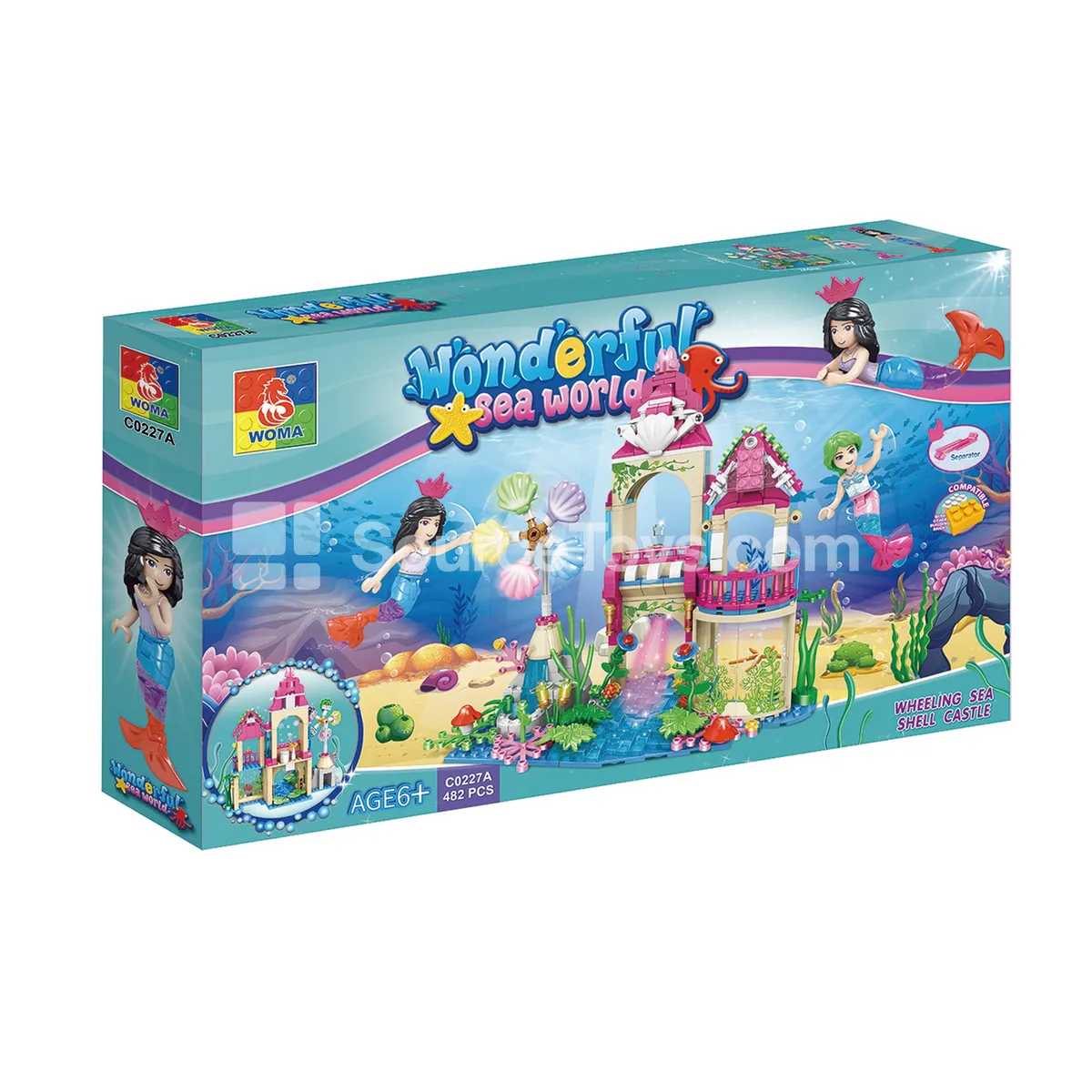 Building Blocks - Undersea Fantasy Castle with Colorful Shell Windmill Building Blocks - Undersea Fantasy Castle with Colorful Shell Windmill