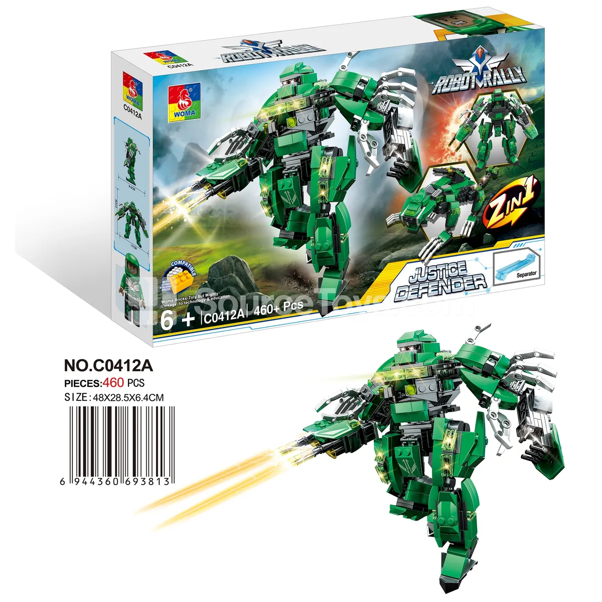 2-in-1 Transforming Robot Jungle Guardian Building Set (460 PCS)