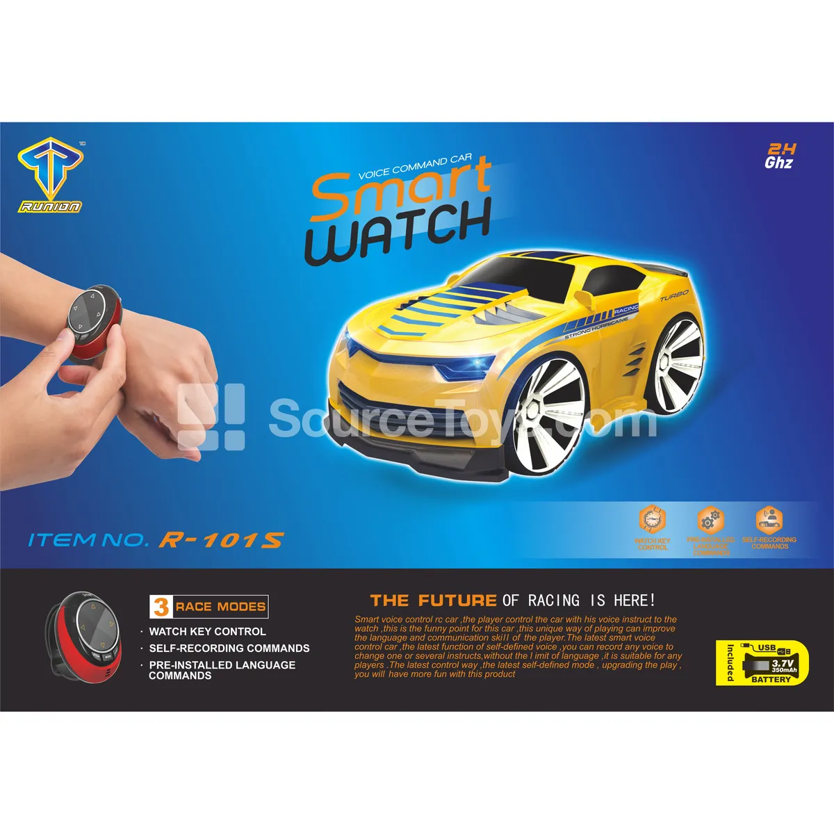 V1 New Version (Yellow) Smart 3-Mode Watch-Controlled Voice-Activated Car V1 New Version (Yellow) Smart 3-Mode Watch-Controlled Voice-Activated Car