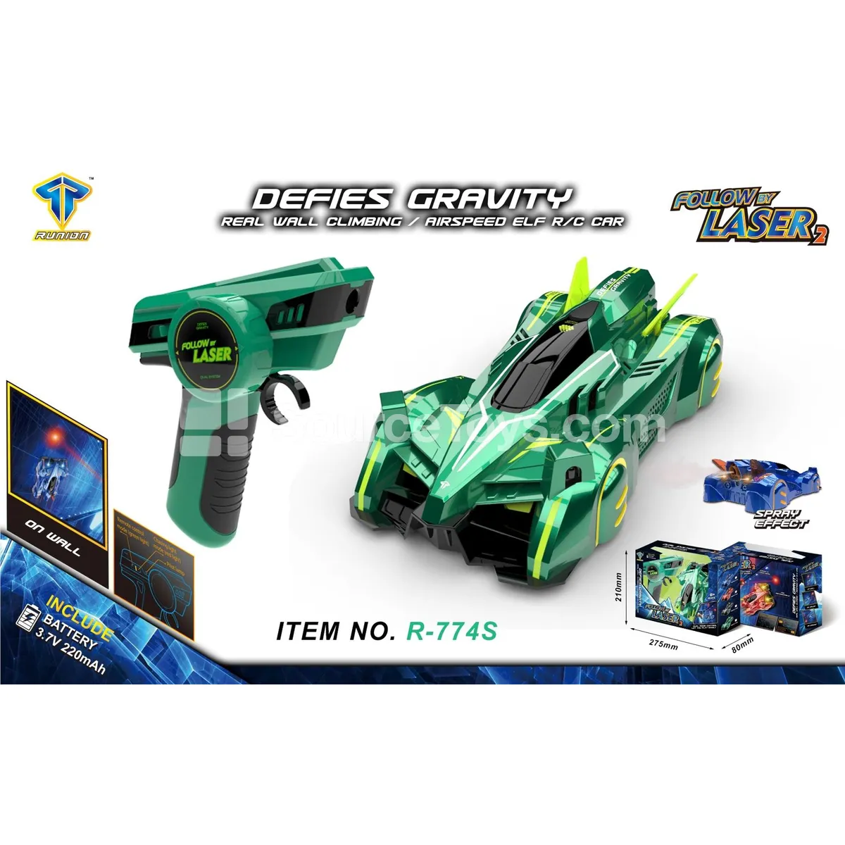 Dual-Mode Infrared Laser Tracking Wall-Climbing Car with Spray & Swappable Battery