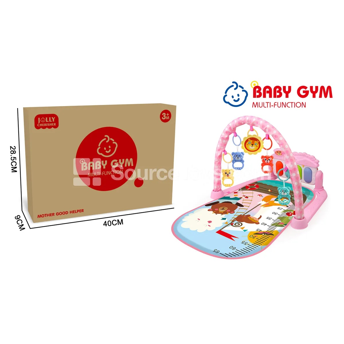Zoo Print Baby Piano Mat Pink