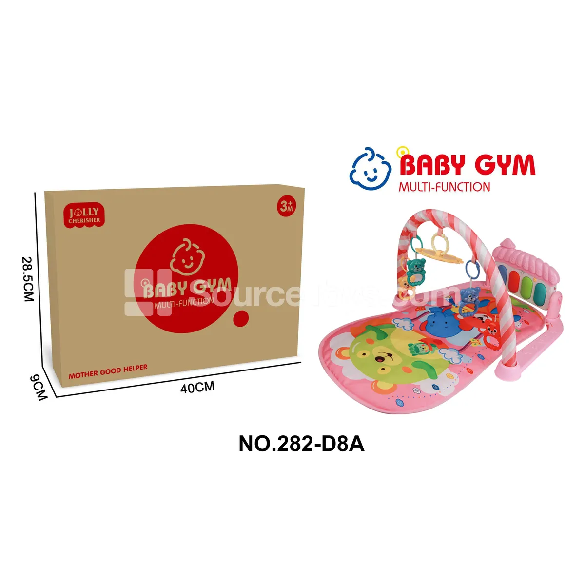Baby Play Mat with Piano and Hanging Toys - Pink