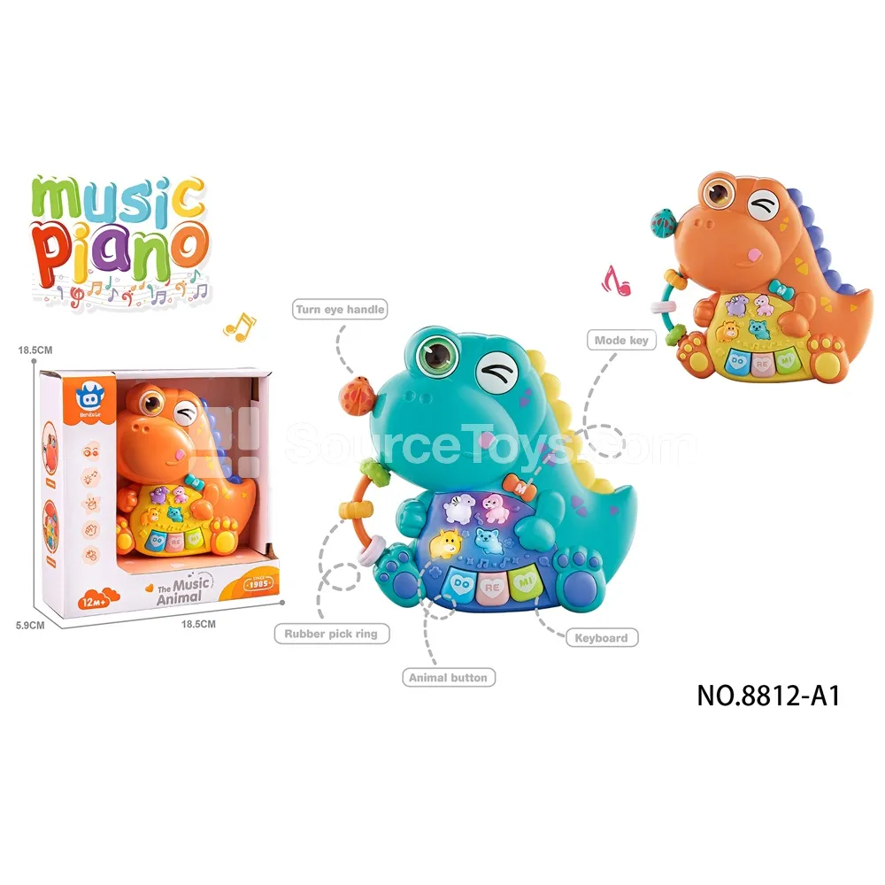 Baby Early Education Electronic Keyboard with Dinosaur Theme, 2 Colors Assorted