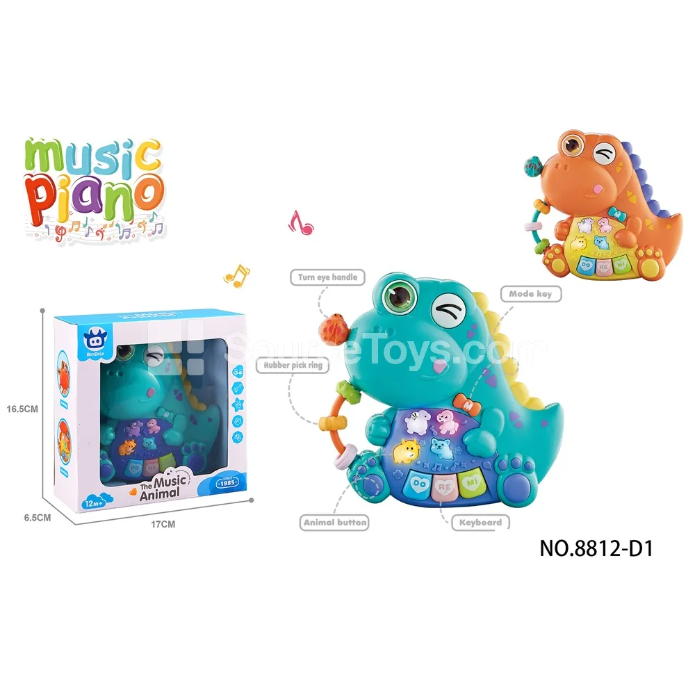 Cartoon Dinosaur Electronic Keyboard 2-Color Assorted