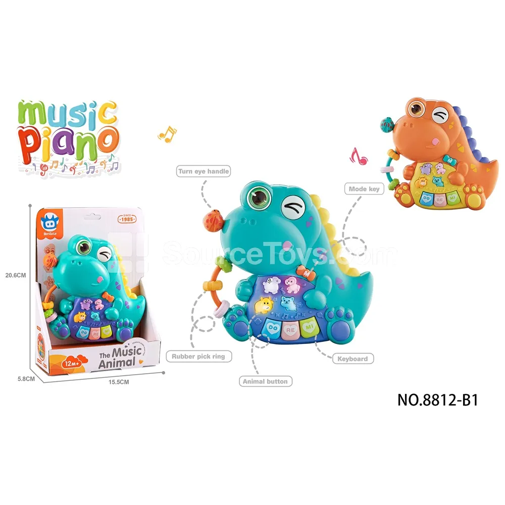 Cartoon Dinosaur Electronic Keyboard 2-Color Assorted Cartoon Dinosaur Electronic Keyboard 2-Color Assorted