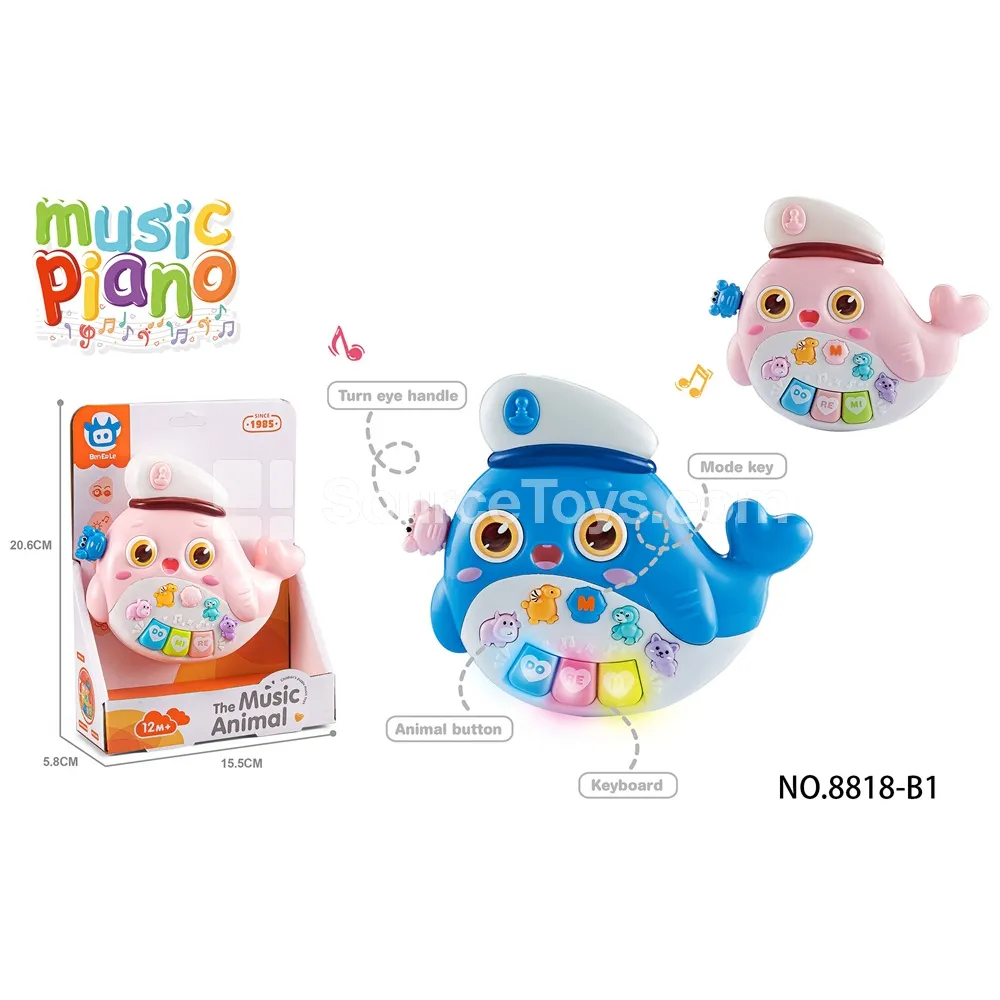 Baby Early Education Electronic Keyboard Whale Shape 2 Colors Assorted