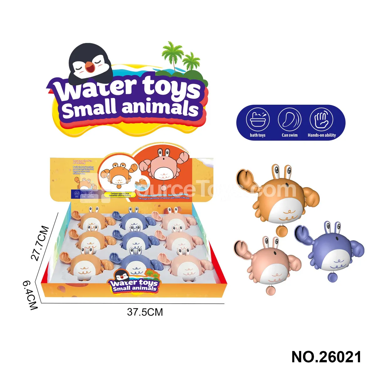 Pull-String Water Play Toy Crab with Googly Eyes Pull-String Water Play Toy Crab with Googly Eyes