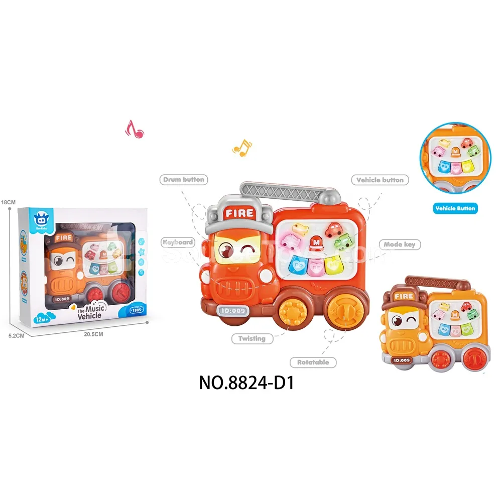 Cartoon Fire Truck Electronic Keyboard 2-Color Assorted