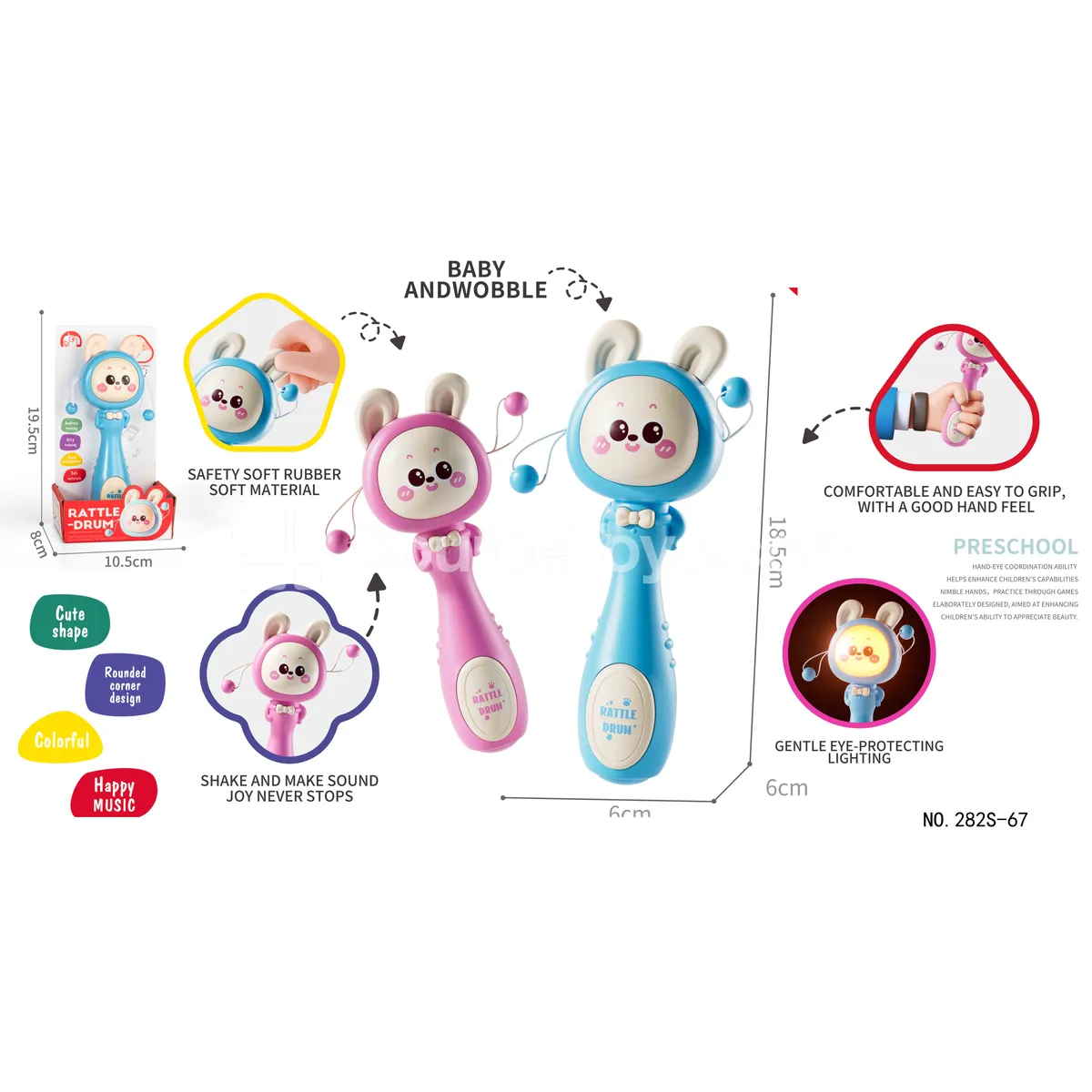 Baby Educational Rattle Teether Toy with Sound and Light Baby Educational Rattle Teether Toy with Sound and Light