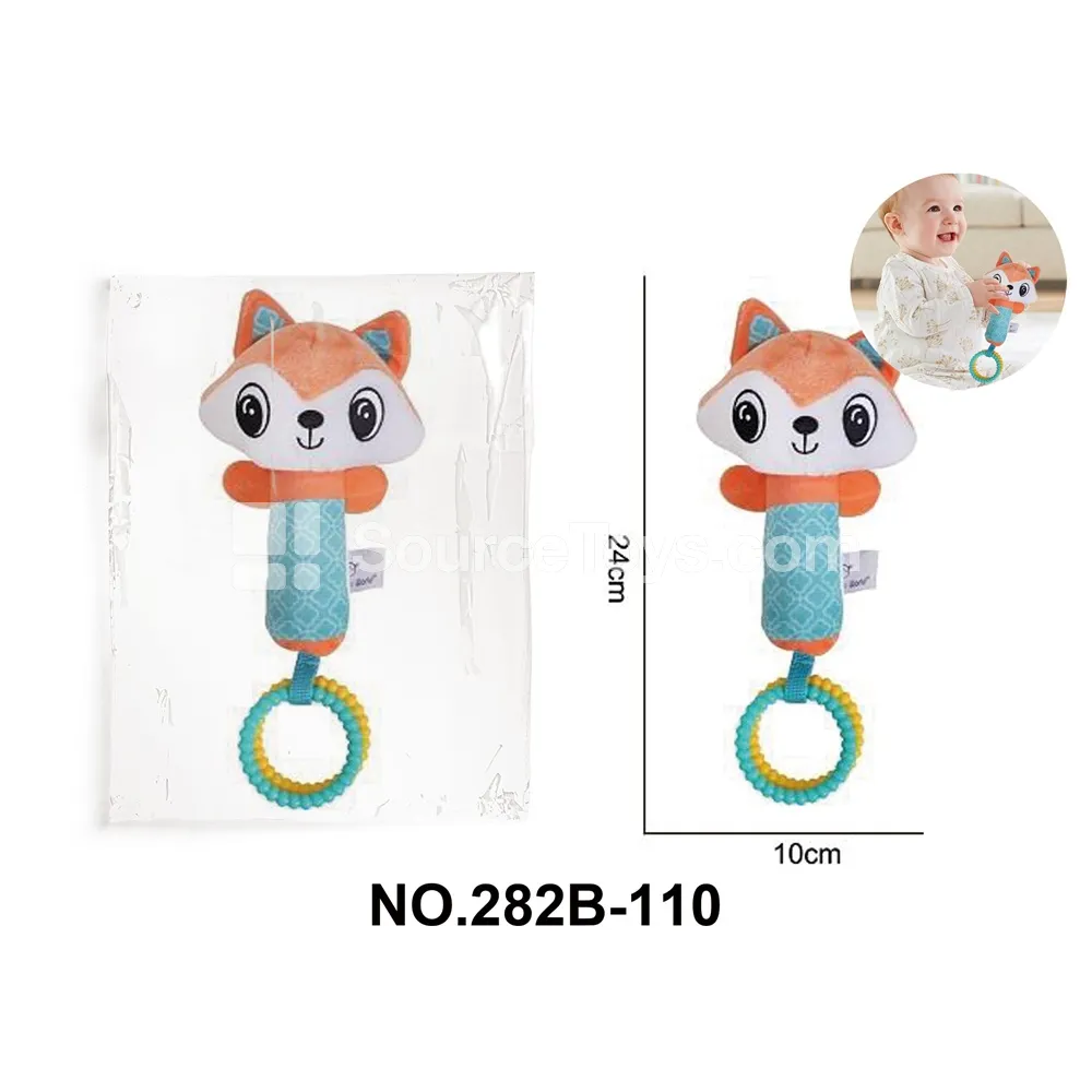 Educational Baby Rattle Stick Plush Fox Educational Baby Rattle Stick Plush Fox