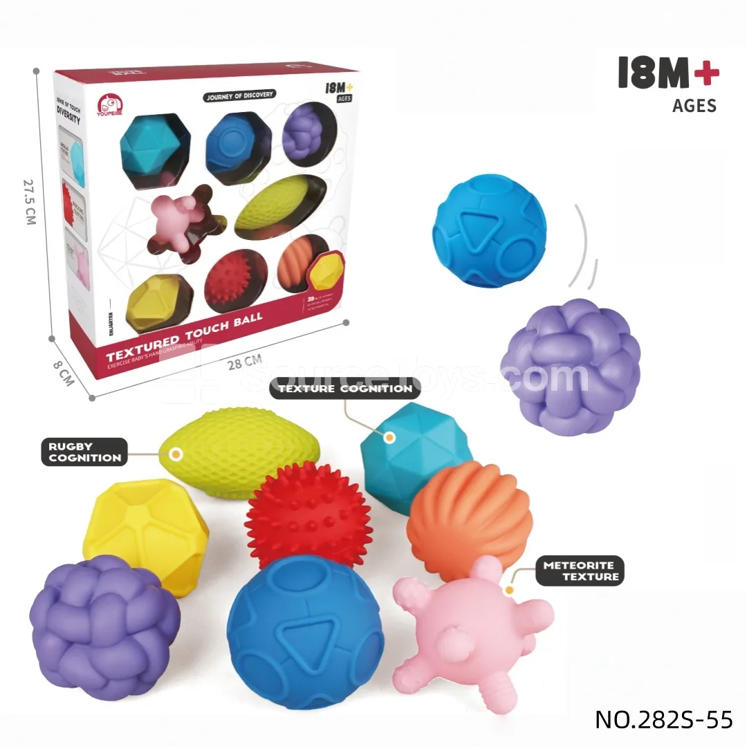 8-Piece Textured Soft Vinyl Balls 8-Piece Textured Soft Vinyl Balls