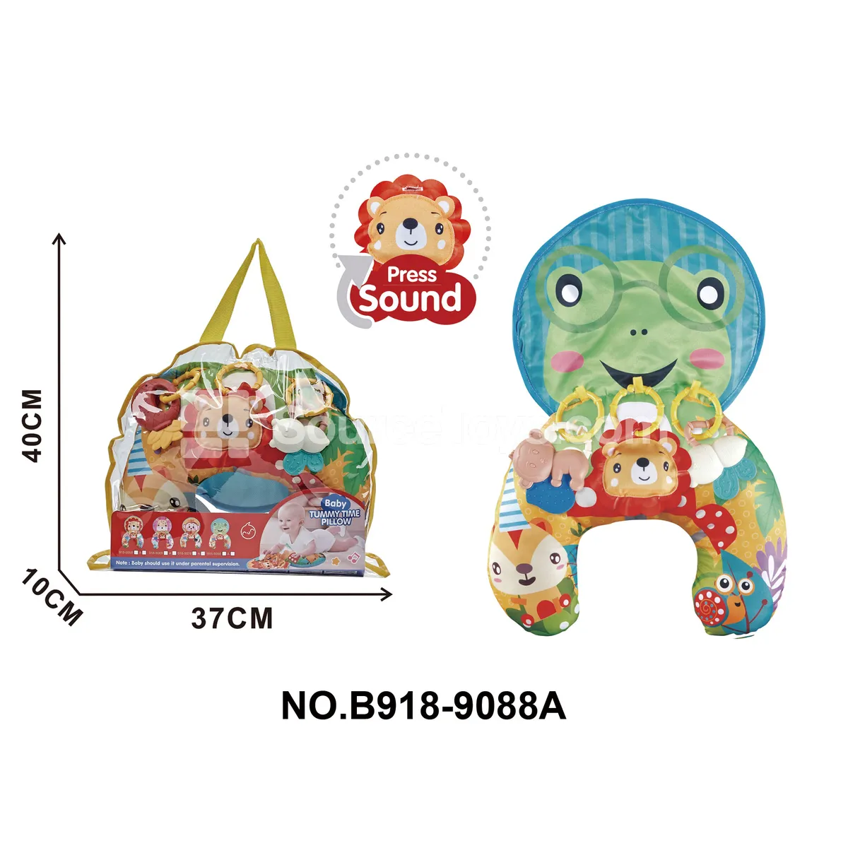 Baby Multifunctional Teether Tummy Pillow Lion Plush with Sound