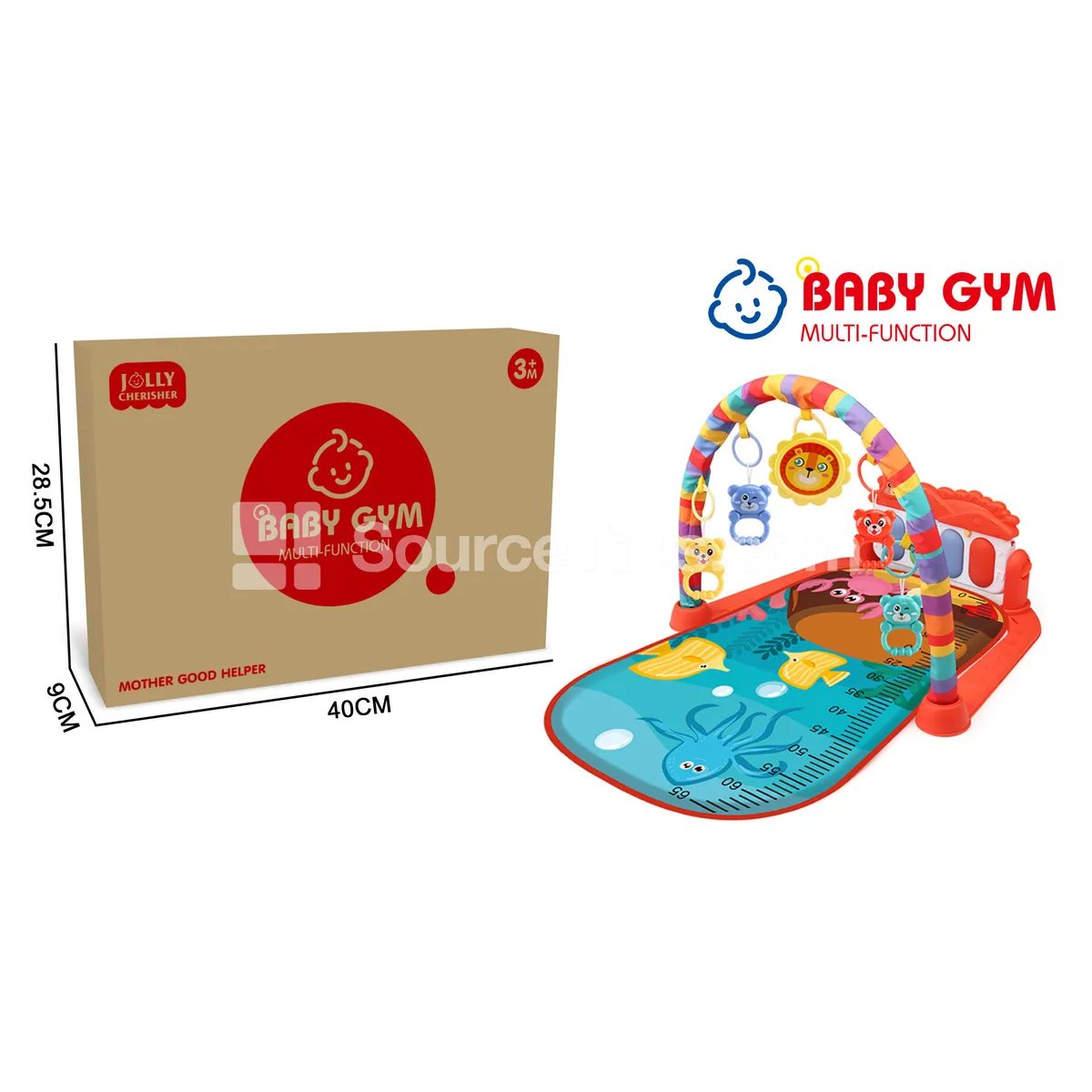 Ocean Animal Print Baby Kick Piano Play Mat Red