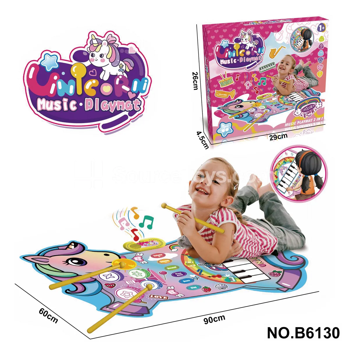 Blue Unicorn Piano Jazz Drum Music Mat