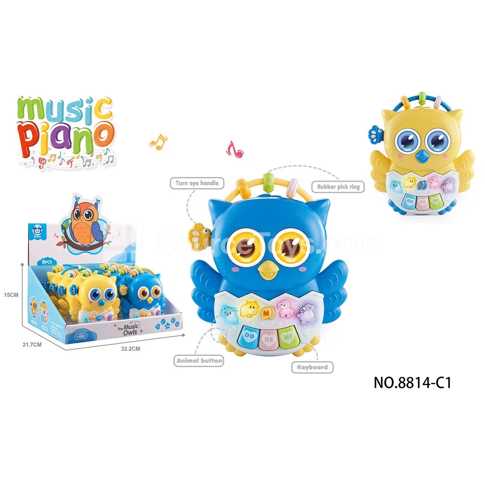 8-Pack Baby Early Education Electronic Keyboard Owl Design 2 Colors Assorted