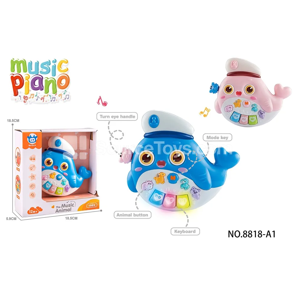 Cartoon Whale Electronic Keyboard, 2 Colors Assorted Cartoon Whale Electronic Keyboard, 2 Colors Assorted
