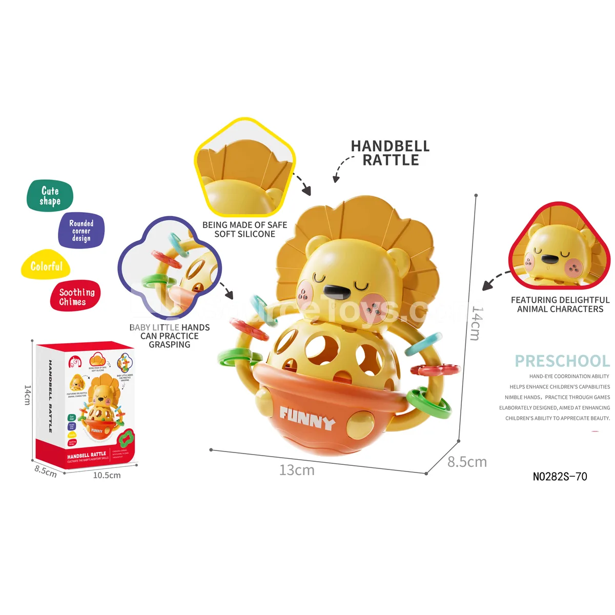 Baby Cartoon Lion Vinyl Rattle Baby Cartoon Lion Vinyl Rattle