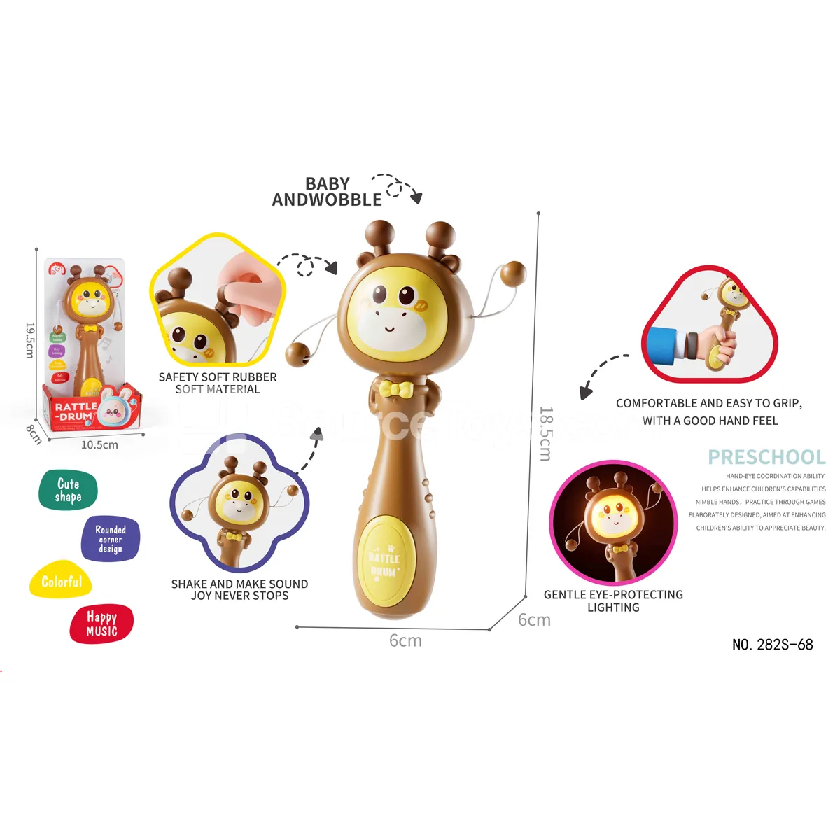 Baby Educational Rattle Teether Toy with Light and Sound Baby Educational Rattle Teether Toy with Light and Sound