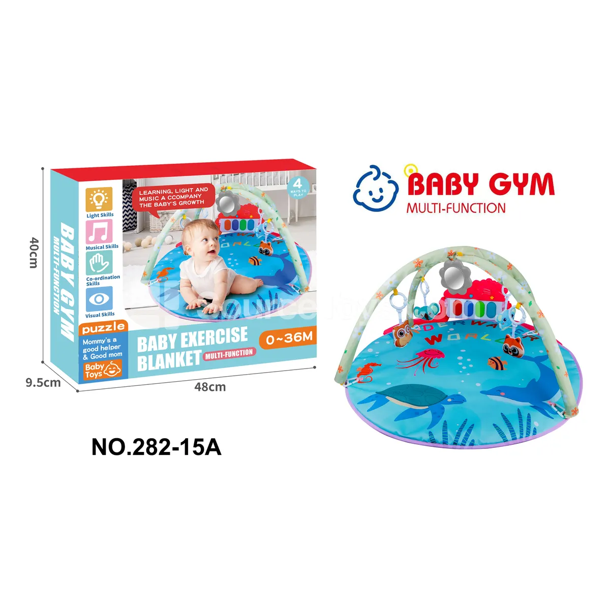 Ocean Pattern Baby Playmat with Kick Piano