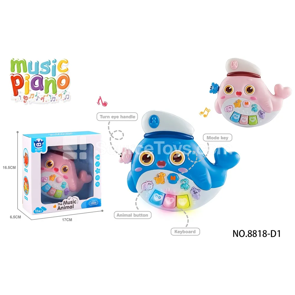 Cartoon Whale Electronic Keyboard, 2 Colors Assorted Cartoon Whale Electronic Keyboard, 2 Colors Assorted