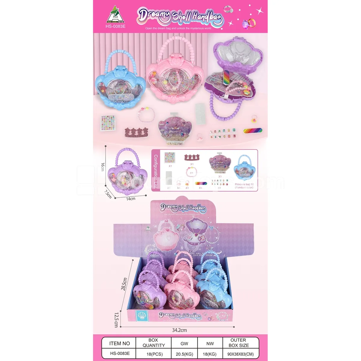 Fashion Princess Heart Bag Set (9PCS)