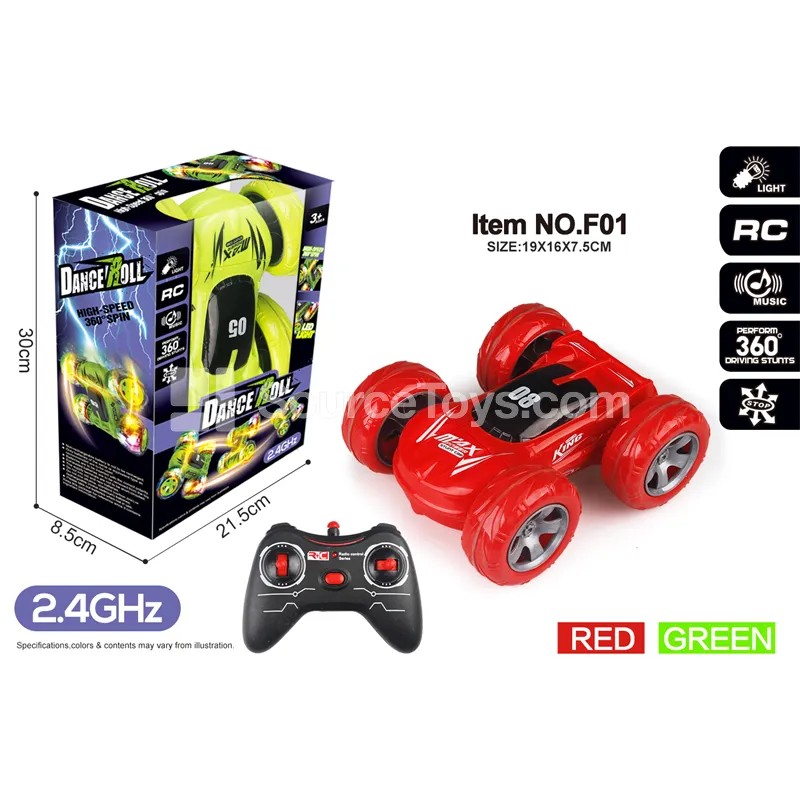 2.4G Dual-Side Flip Stunt Car with Lights & Music (Battery Not Included)
