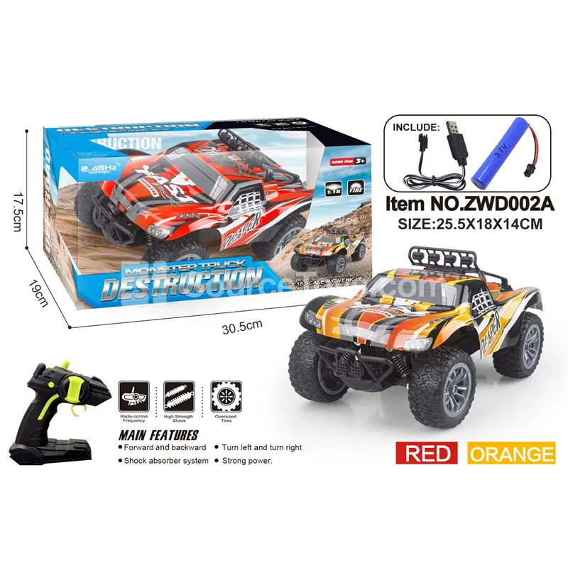 1:18 4WD Pickup Off-Road RC Truck with PVC Body 2.4GHz Battery Included