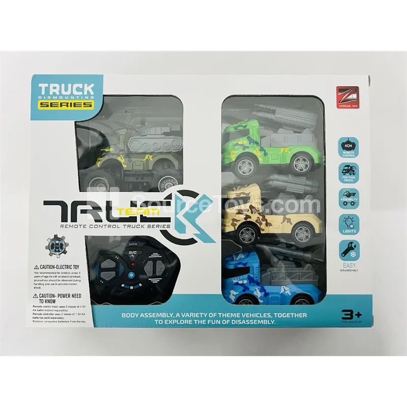 27MHz 4-Channel RC Military Vehicle with Lights, Movable Parts, and Interchangeable Shell