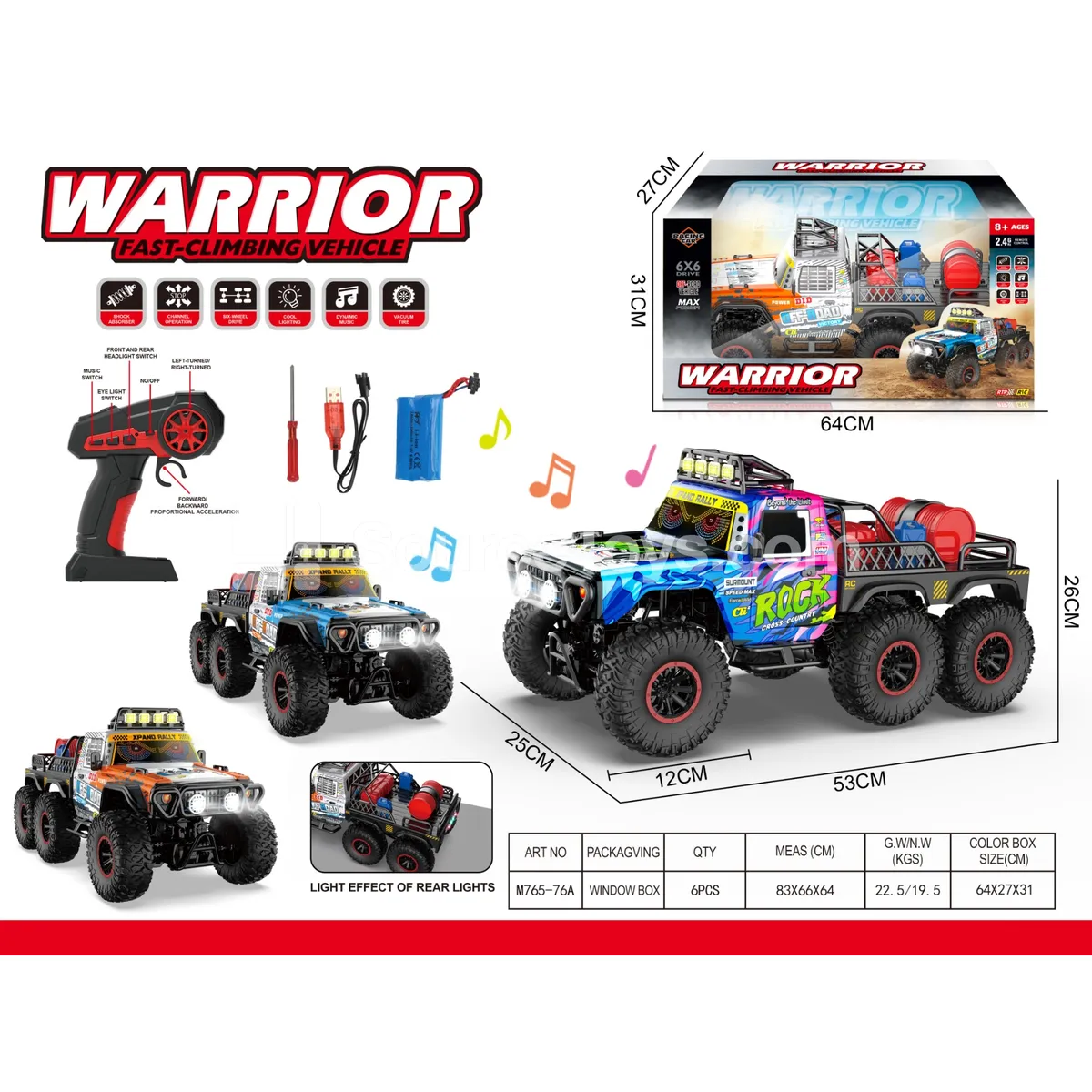 2.4G 1:8 Full Proportional 6WD Remote Control Climbing Car 2.4G 1:8 Full Proportional 6WD Remote Control Climbing Car