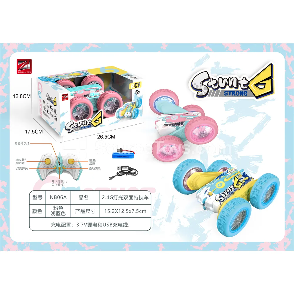 2.4G Stunt Car with Dual-Side Driving, 4 Wheels, Twist Arm, and Lights