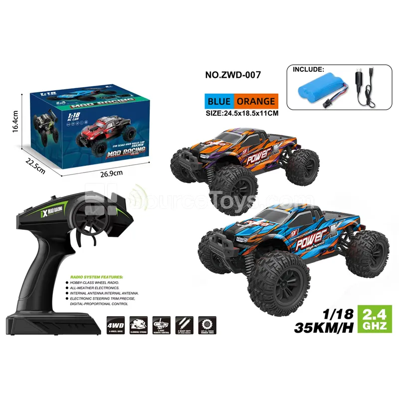 1:18 4WD Proportional High-Speed Pickup with PVC Body, 2.4G, Battery Included