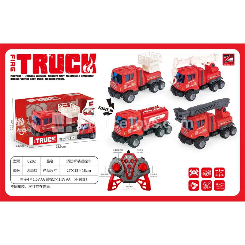 Fire Truck Assembly Toy with Lights & Music, 2.4G Remote Control Fire Truck Assembly Toy with Lights & Music, 2.4G Remote Control