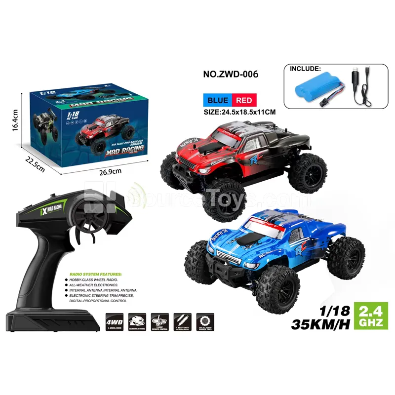 1:18 4WD Proportional High-Speed Off-Road PVC RC Car (2.4G, Battery Included) 1:18 4WD Proportional High-Speed Off-Road PVC RC Car (2.4G, Battery Included)