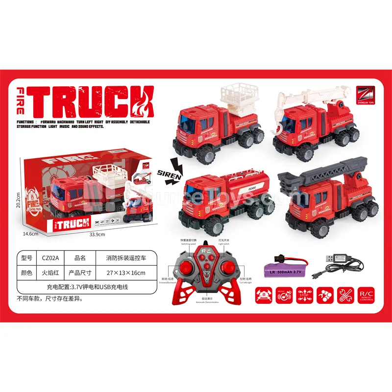 Firefighter Disassembly Remote Control Truck with Lights and Music (2.4G, Battery Included)