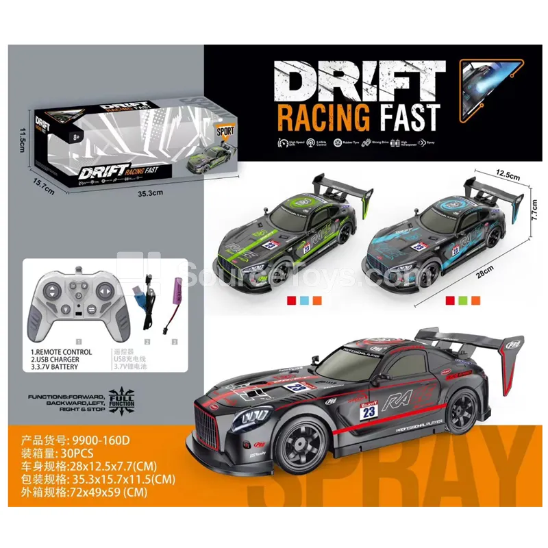 2.4G RC Drift Mercedes GT Car with Music, Lights & Spray