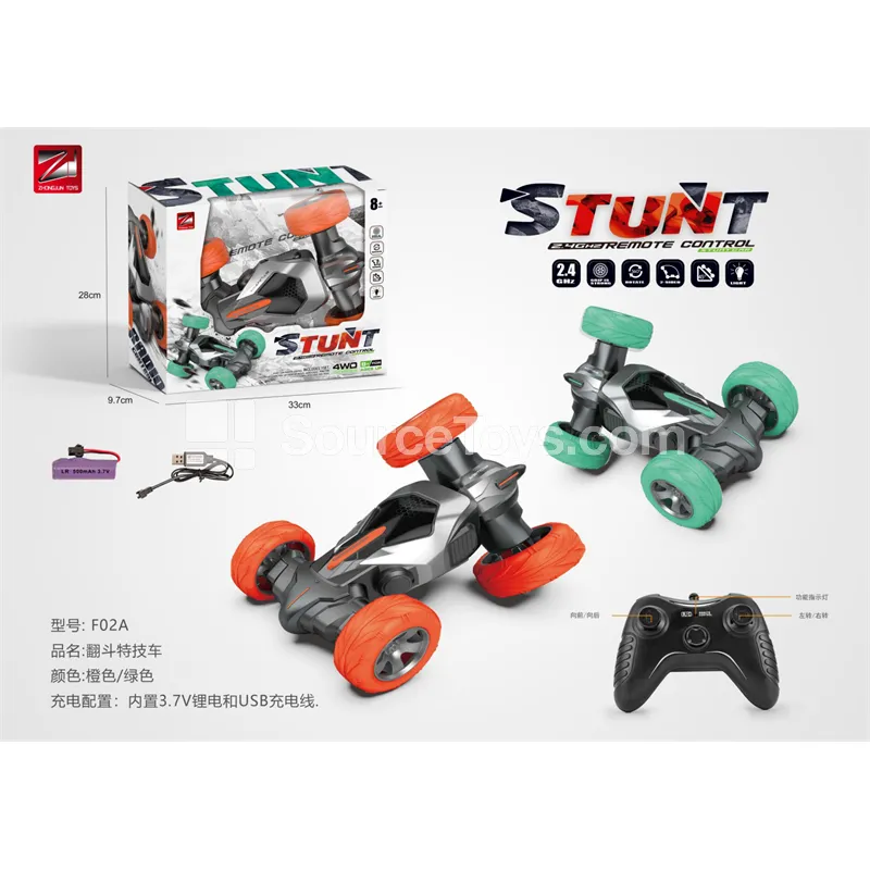 2.4G RC Stunt Car with Lights & Music, Dual-Sided Flipping, Battery Included