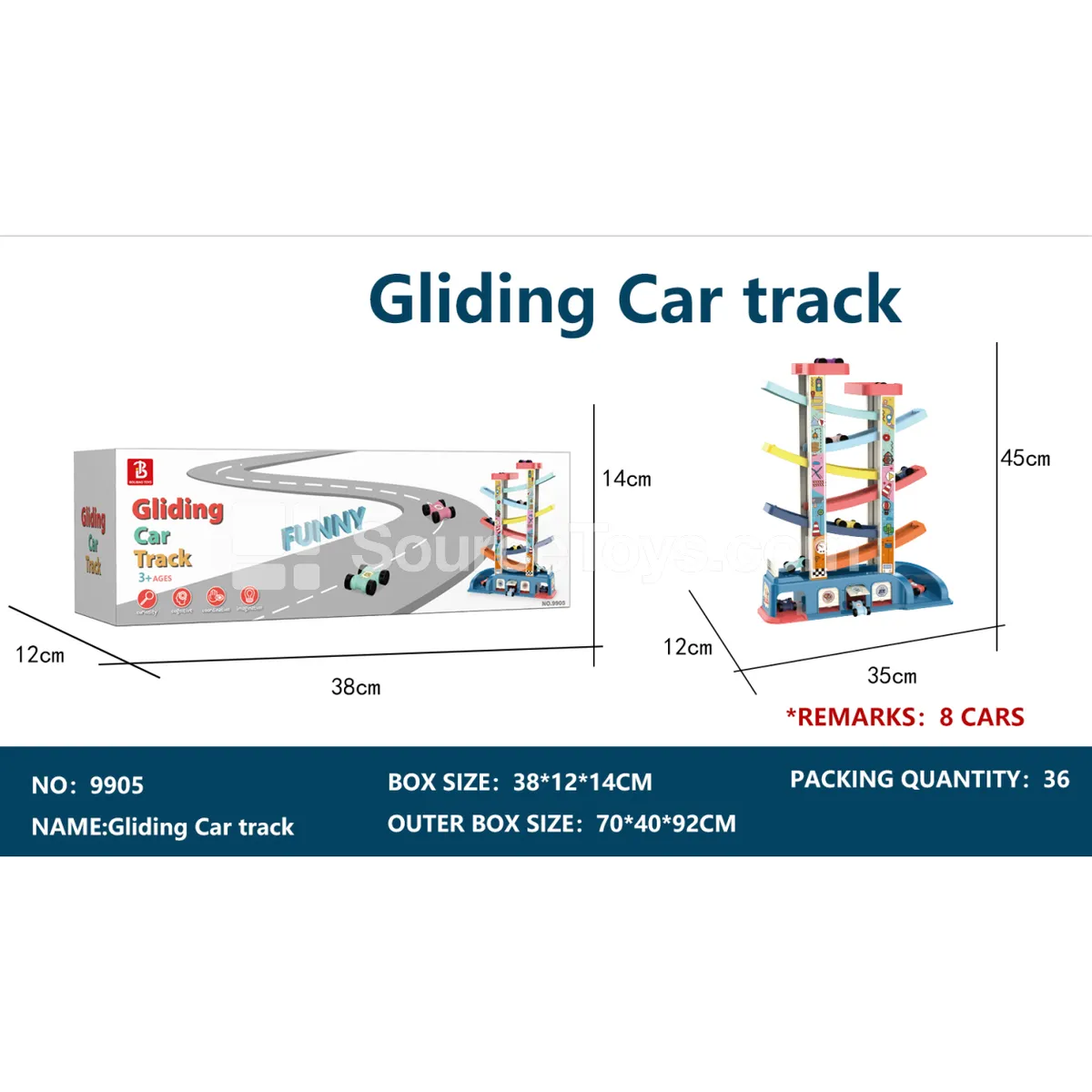DIY Gliding Track Set 6 Lanes 8 Cars