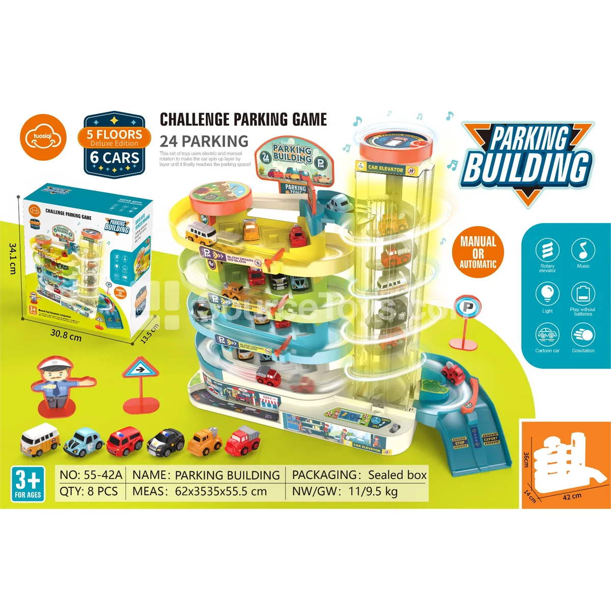 Medium 5-Story Car Parking Tower with 6 Cars, ABS, Light & Electric Medium 5-Story Car Parking Tower with 6 Cars, ABS, Light & Electric