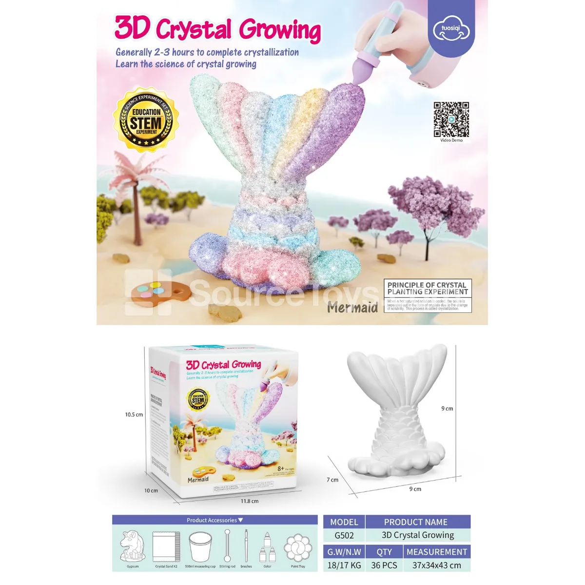 3D Crystal Growing Mermaid Set