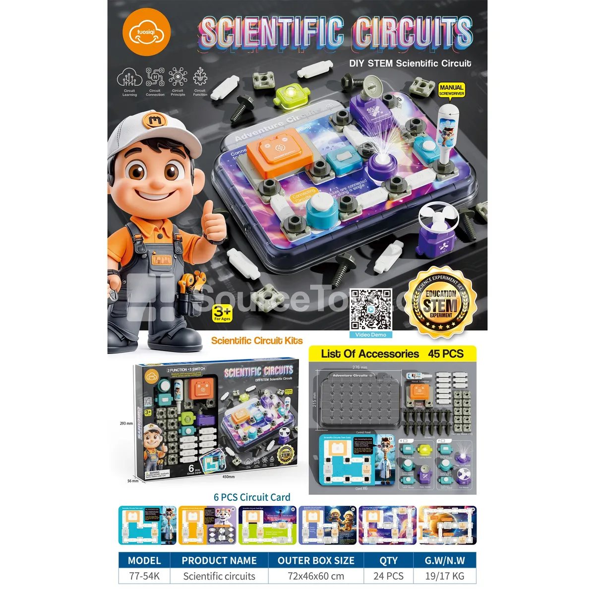 Science Circuit Set 45pcs, 6 Cards