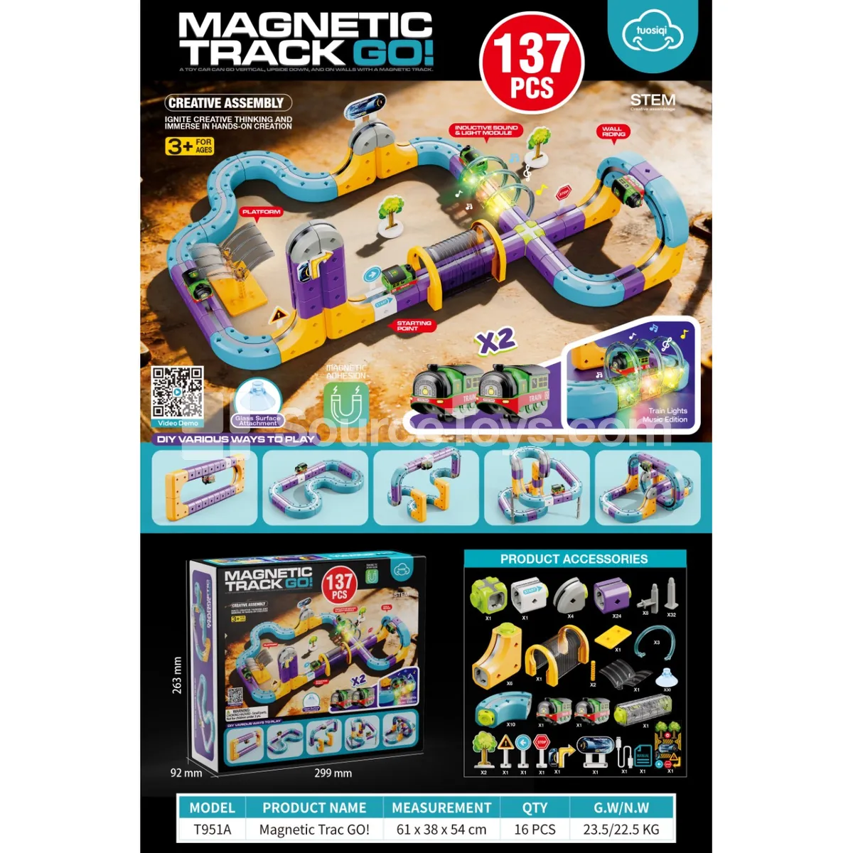 Magnetic Levitation Train Track Set 137pcs with Lights and Music