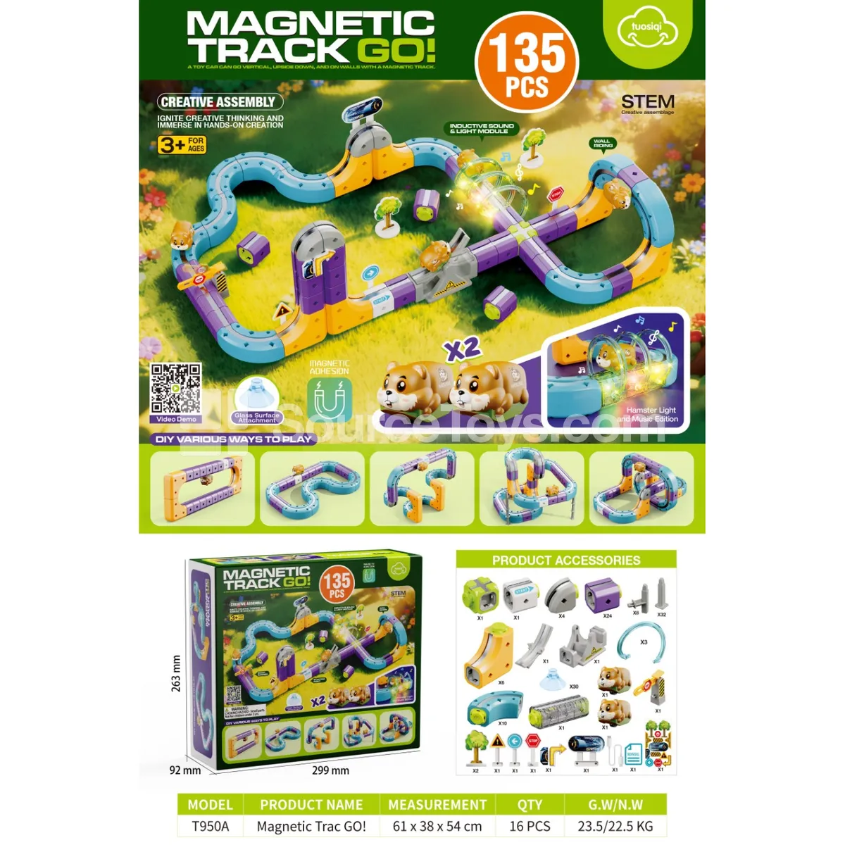 Magnetic Levitation Track Car Set 135pcs with Lights & Music
